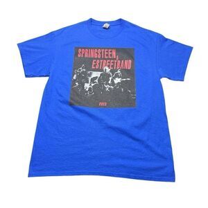 Bruce Springsteen and the Estreet Band 2023 Tour T Shirt Mens L Blue Double Side